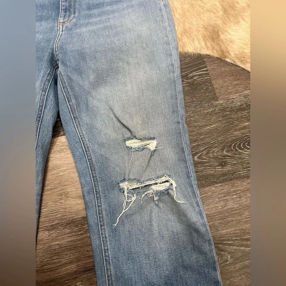 Rag & Bone Nina High Rise Ankle Cigarette Jeans Sz 28 Knee Rip Distress